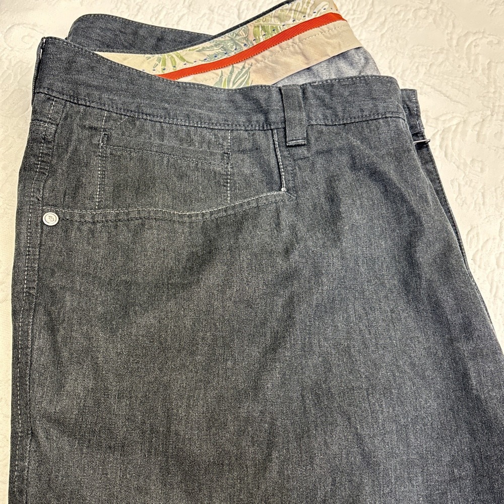 Tommy Bahama Boracay Gray Pima Cotton Straight Leg Pants Mens 38x34 Solid Casual